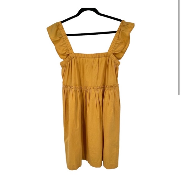 Madewell dress flutter sleeve square neck minidress yellow Medium M - Picture 2 of 7